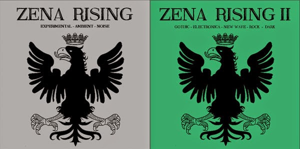 image which shows the 2 "Zena Rising" benefit sampler covers to which Luigi Maria Mennella participated in with two exclusive songs (as Furvus and En Velours Noir)